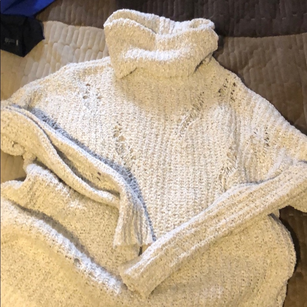 Long, mock neck sweater